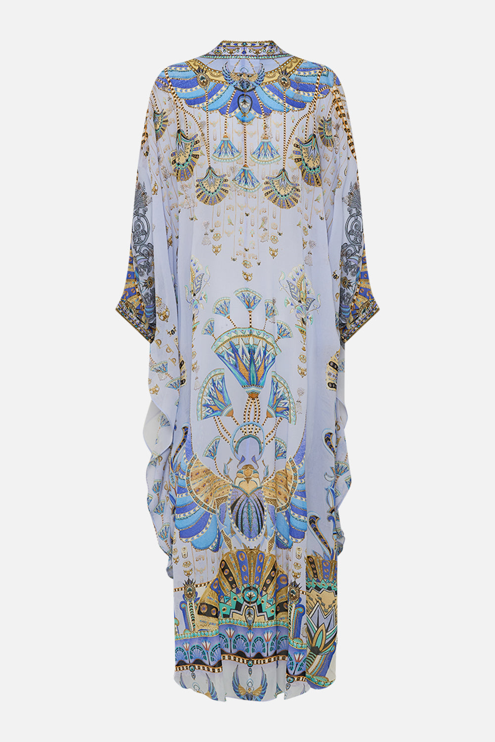 CAMILLA High Low Draped Layer in Under Scarab Skies print
