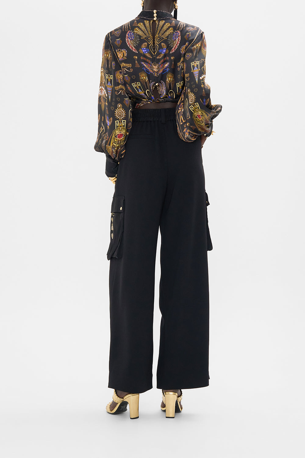 CAMILLA Utility Pant in Cartouche Kingdom print. 