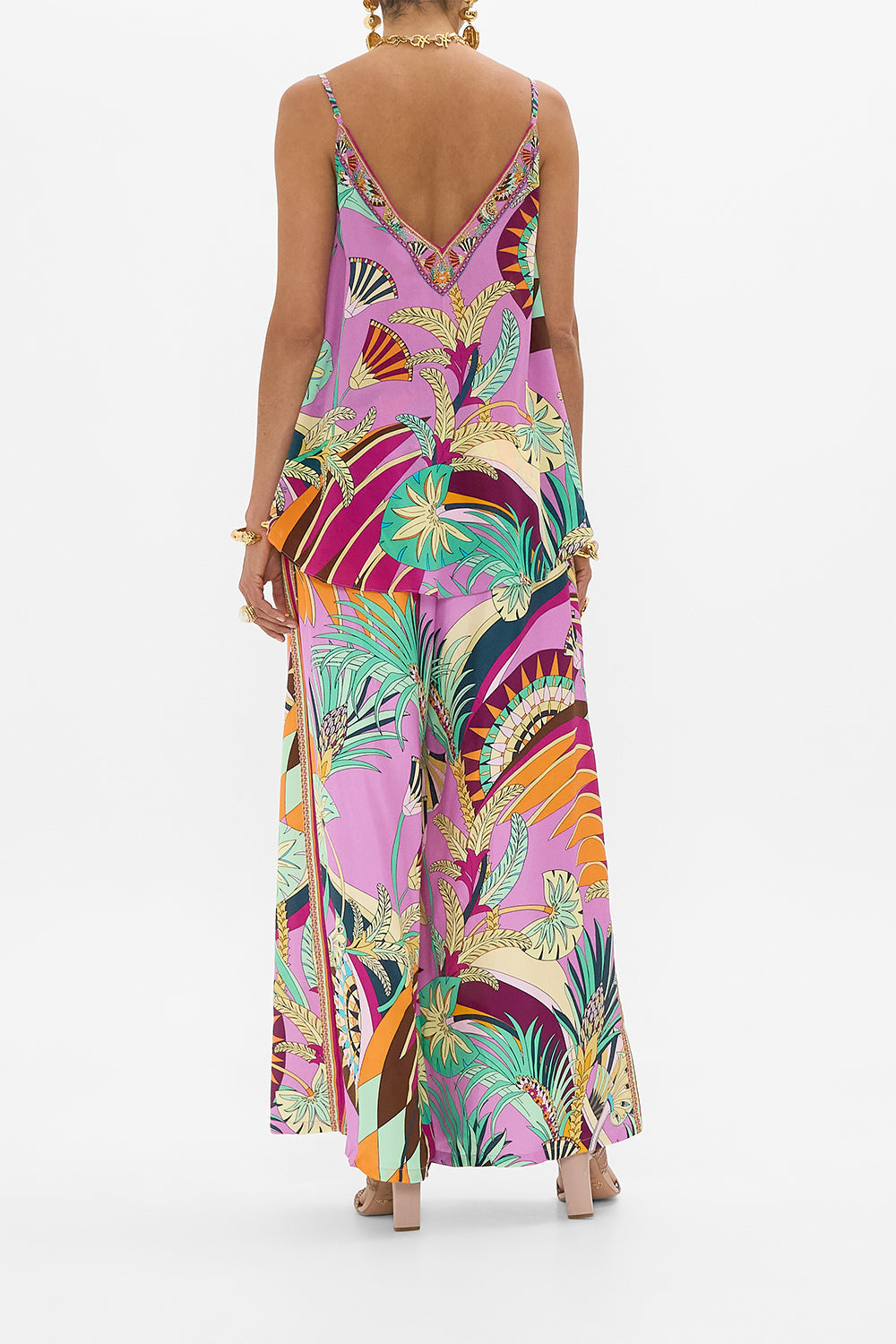 CAMILLA Tuck Front Pant in Giza Goddess print. 