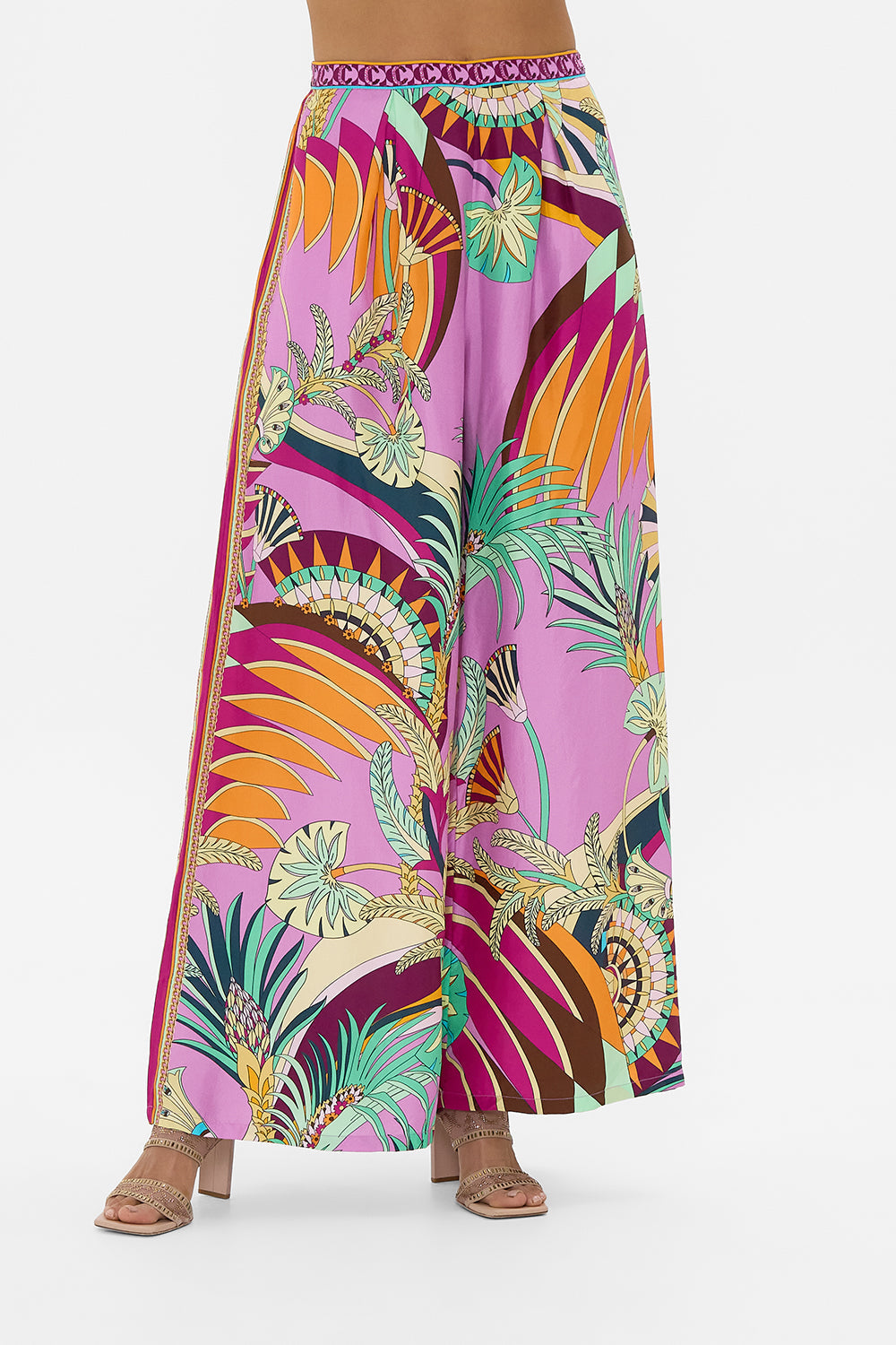 CAMILLA Tuck Front Pant in Giza Goddess print. 
