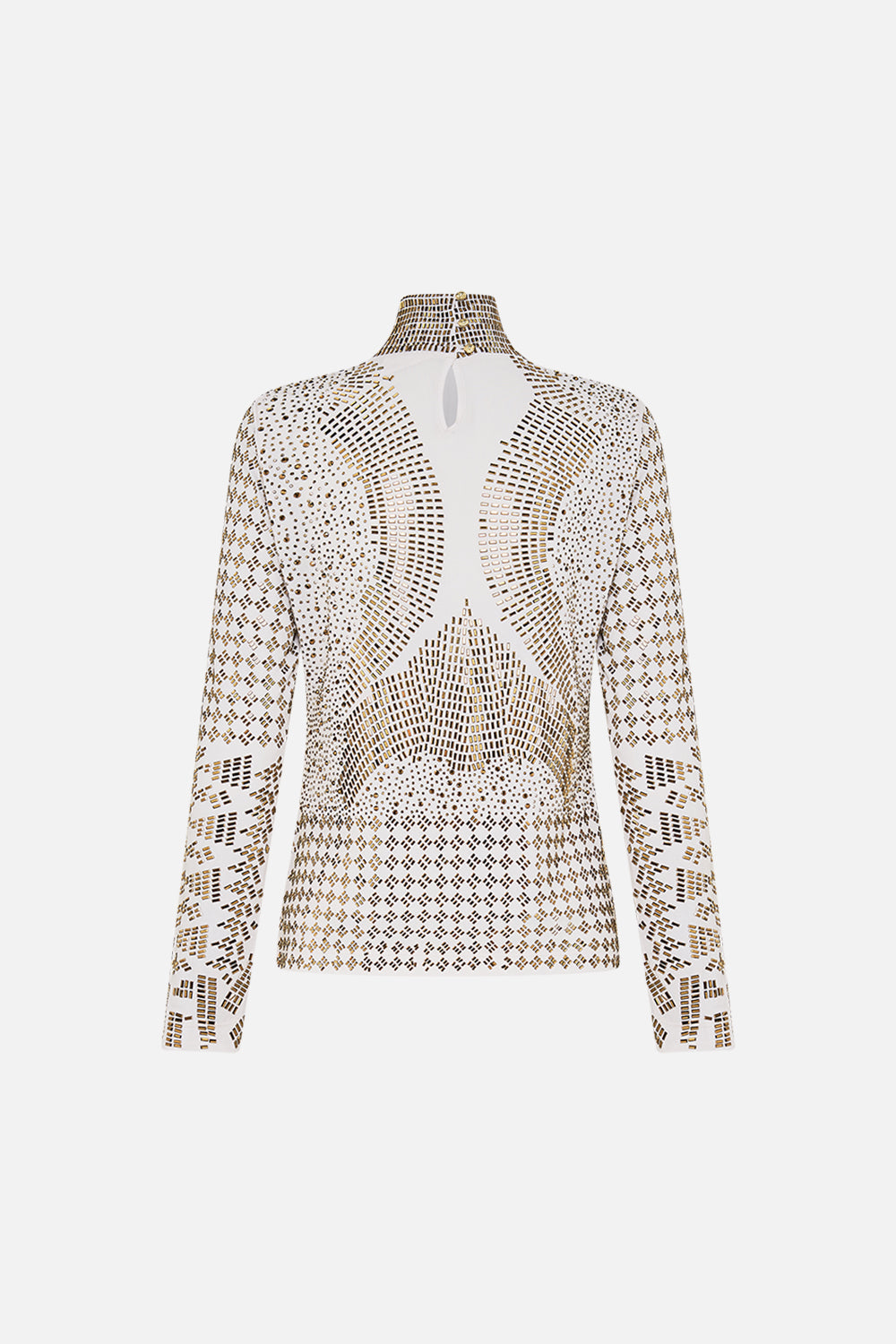 CAMILLA Hotfix Turtle Neck with Buttons in Valley of the Queens print