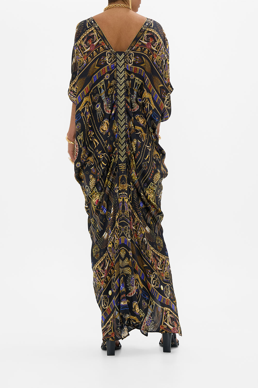 CAMILLA Kaftan With Front Tab Detail in Cartouche Kingdrom print. 