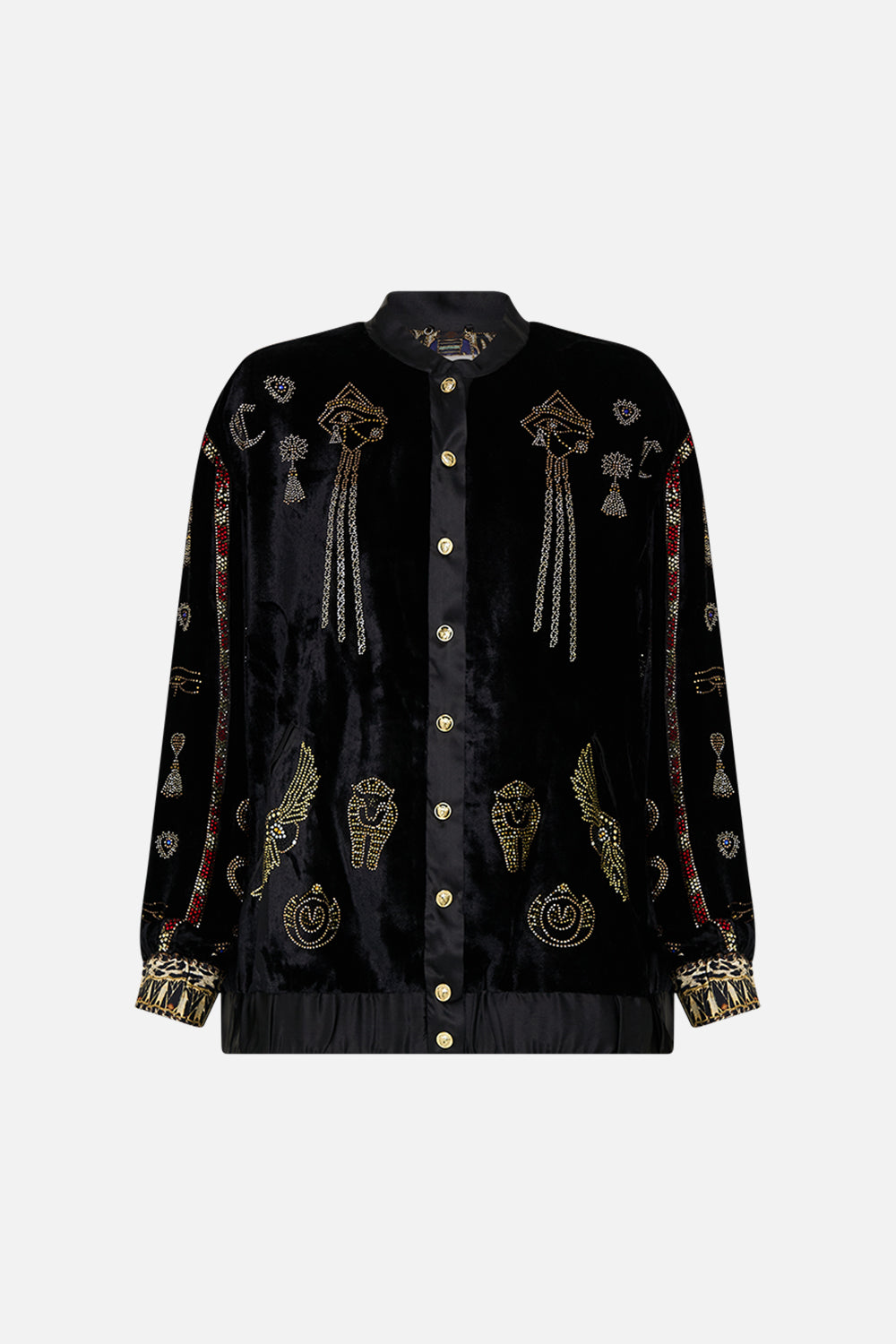 The Cat Worship Velvet Longline Varsity Jacket CAMILLA EU CAMILLA EU