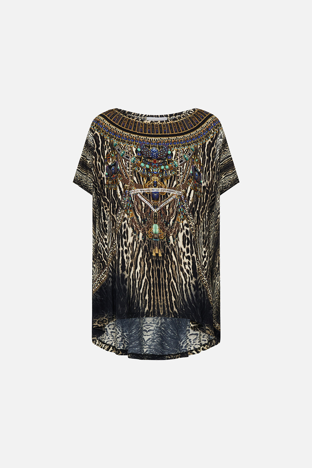 CAMILLA Loose Fit Tee in Cat Worship print. 