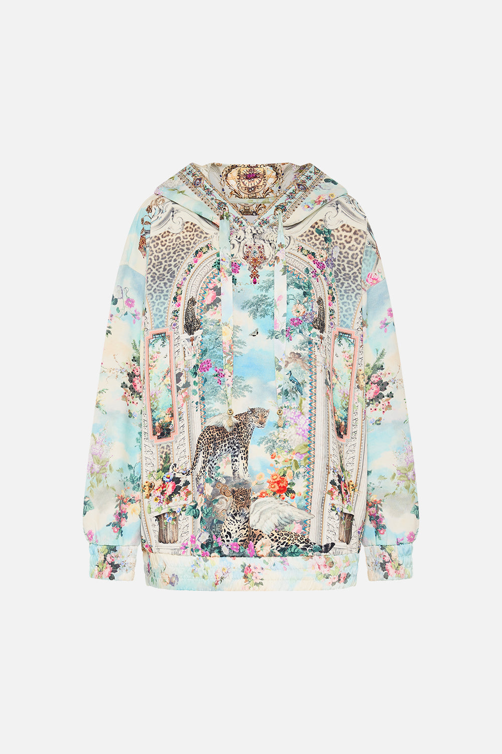 CAMILLA Silk Band Oversized Hooodie With Pockets in We Always Have Alexandria Print. 