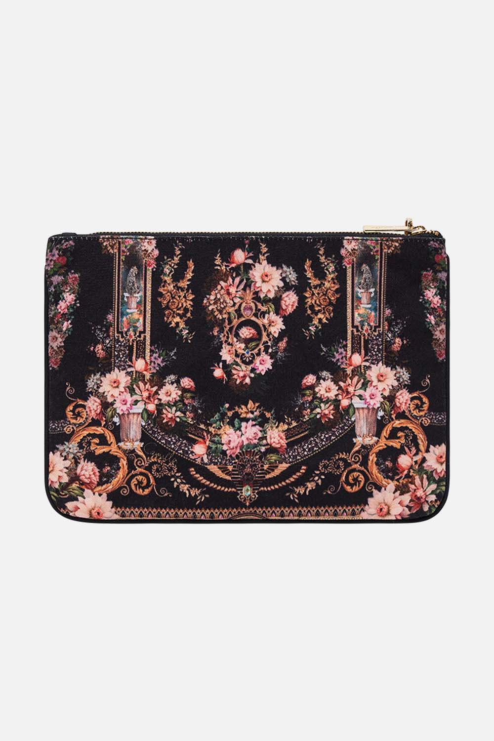 CAMILLA small canvas clutch in Dyansty Daze print. 