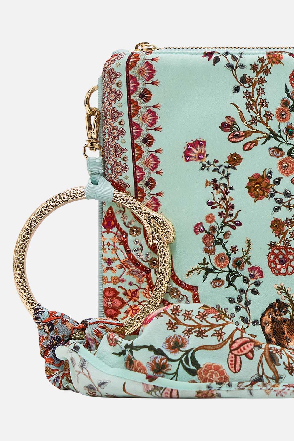 CAMILLA Ring Scarf Clutch Weaving Worlds print