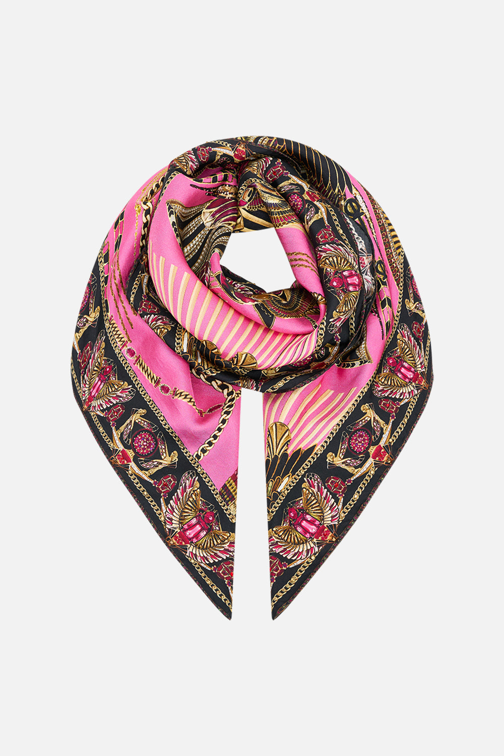 CAMILLA Large Square Scarf in Song Of The Scarab print. 