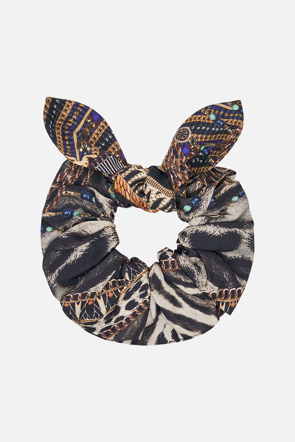 CAMILLA Scrunchie in Cat Worship print. 