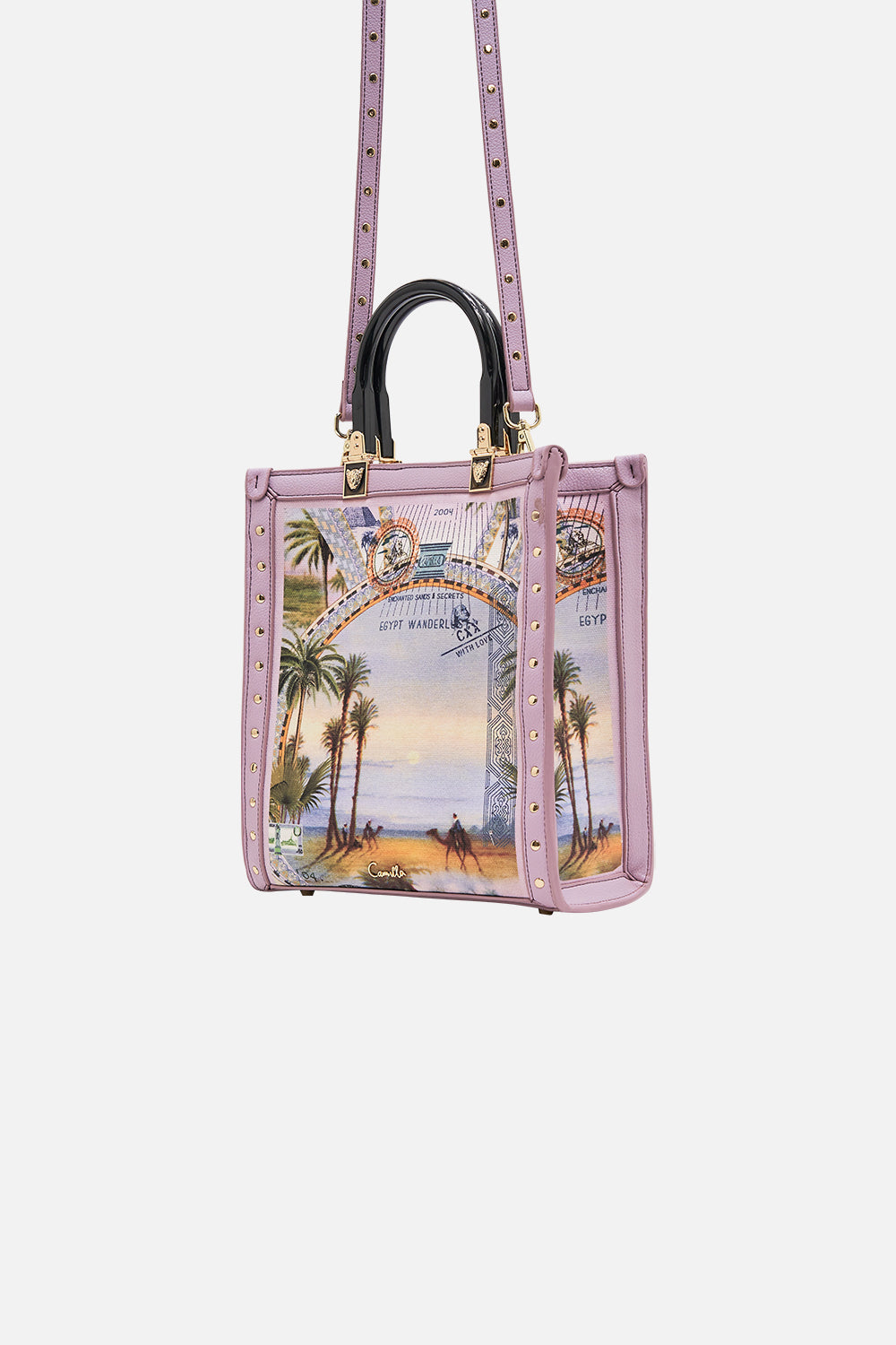 CAMILLA  north south tote with smooth handle in Call Me in Cairo print 