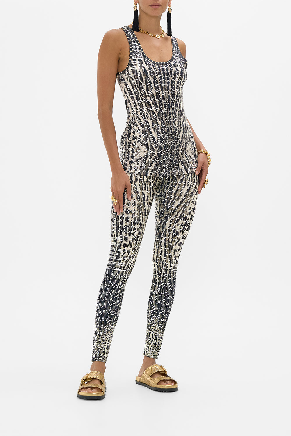 CAMILLA Hotfix Leggings in Cat Worship print. 