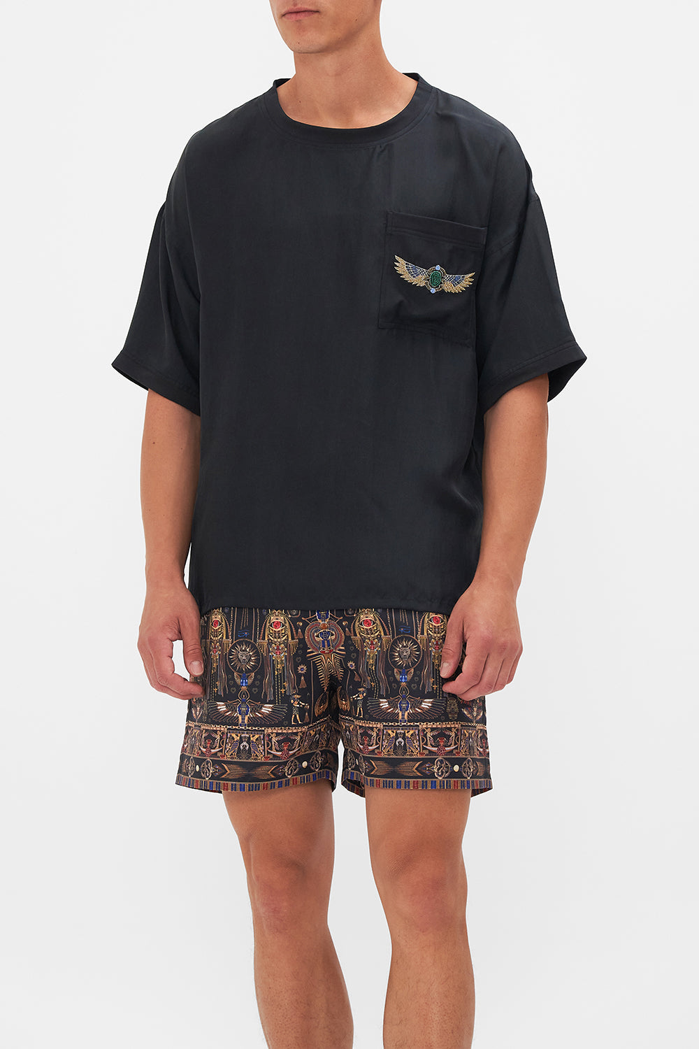 CAMILLA woven t shirt in Cartouche Kingdom print.