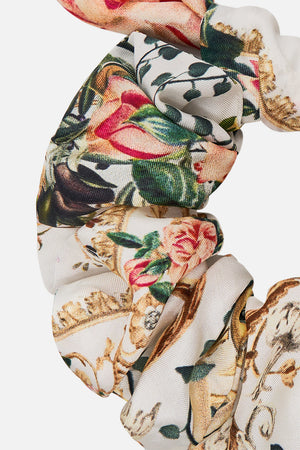 CAMILLA silk scrunchie in Reniassance Romance print 