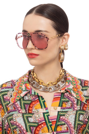 CAMILLA pink snake print designer sunglasses 