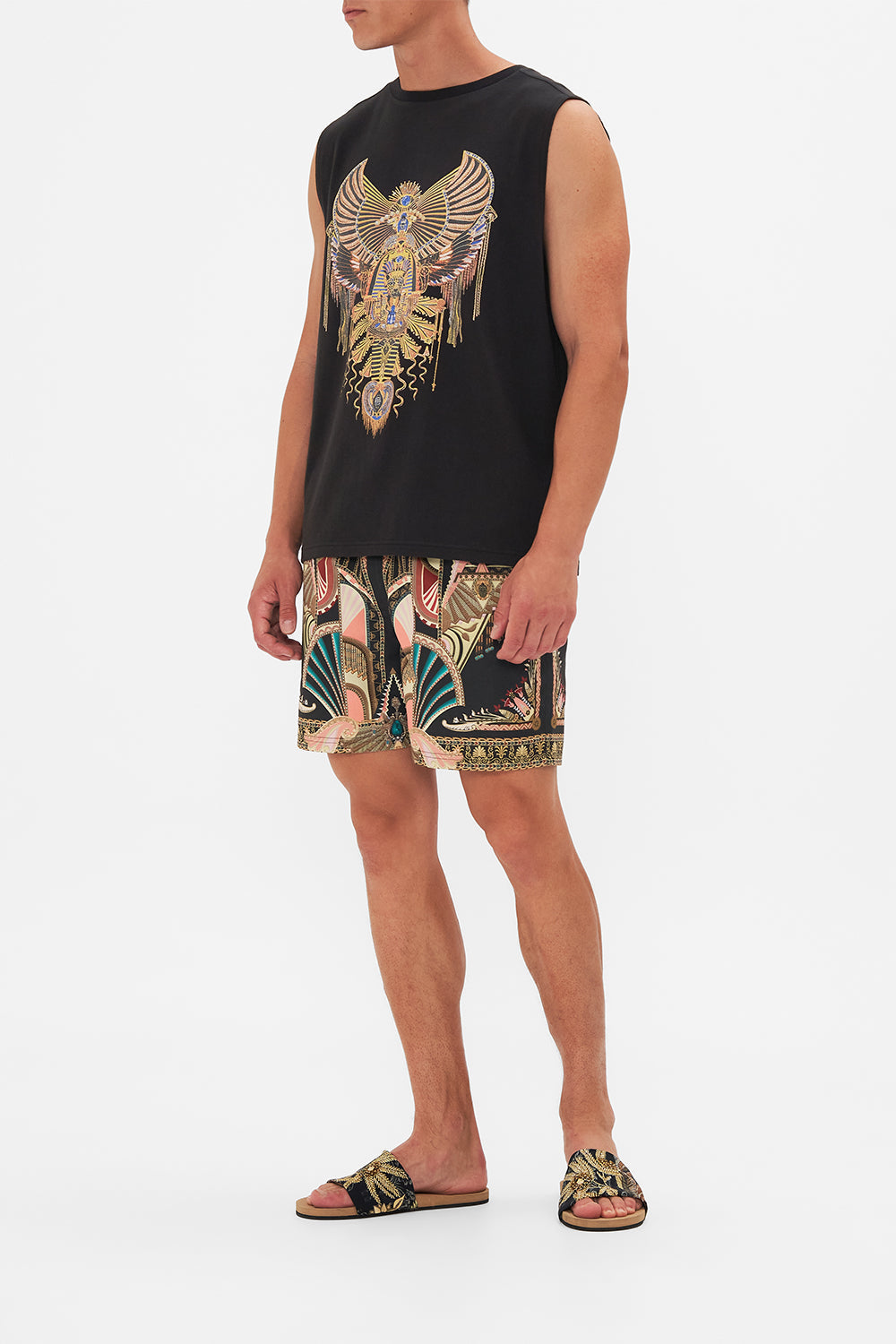 Hotel Franks By CAMILLA Black Sleeveless T-Shirt in They Called Her Nefertari print.