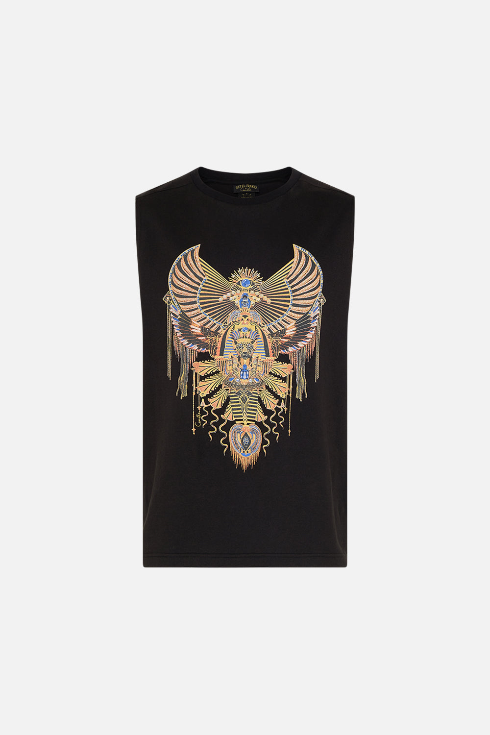 Hotel Franks By CAMILLA Black Sleeveless T-Shirt in They Called Her Nefertari print.