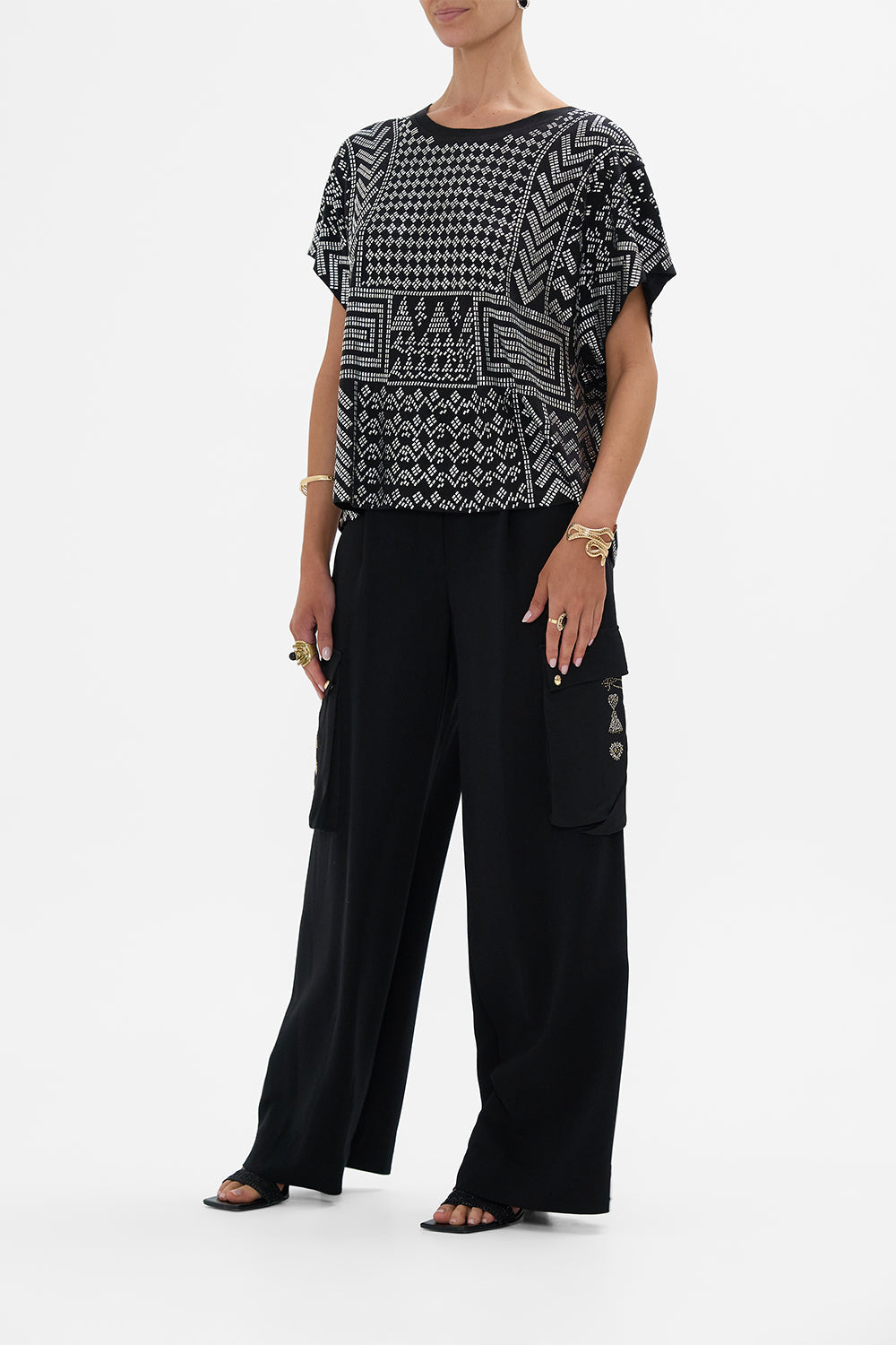 CAMILLA t shirt with dropped armhole in They Called Her Nefertari print