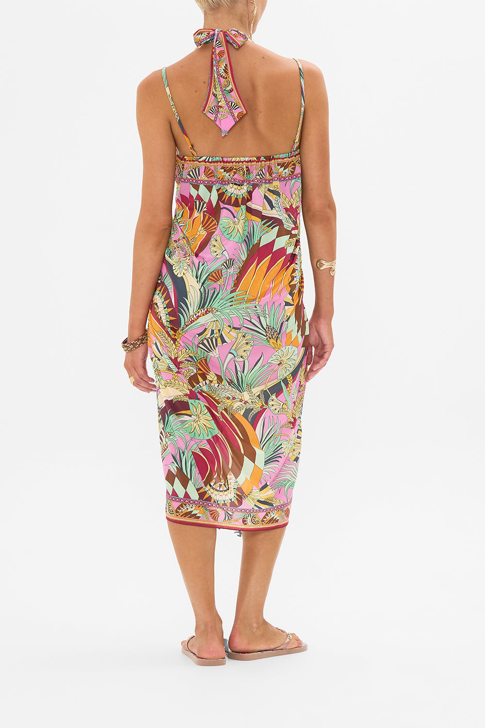 CAMILLA Ring Trim Long Sarong in Giza Goddess print. 