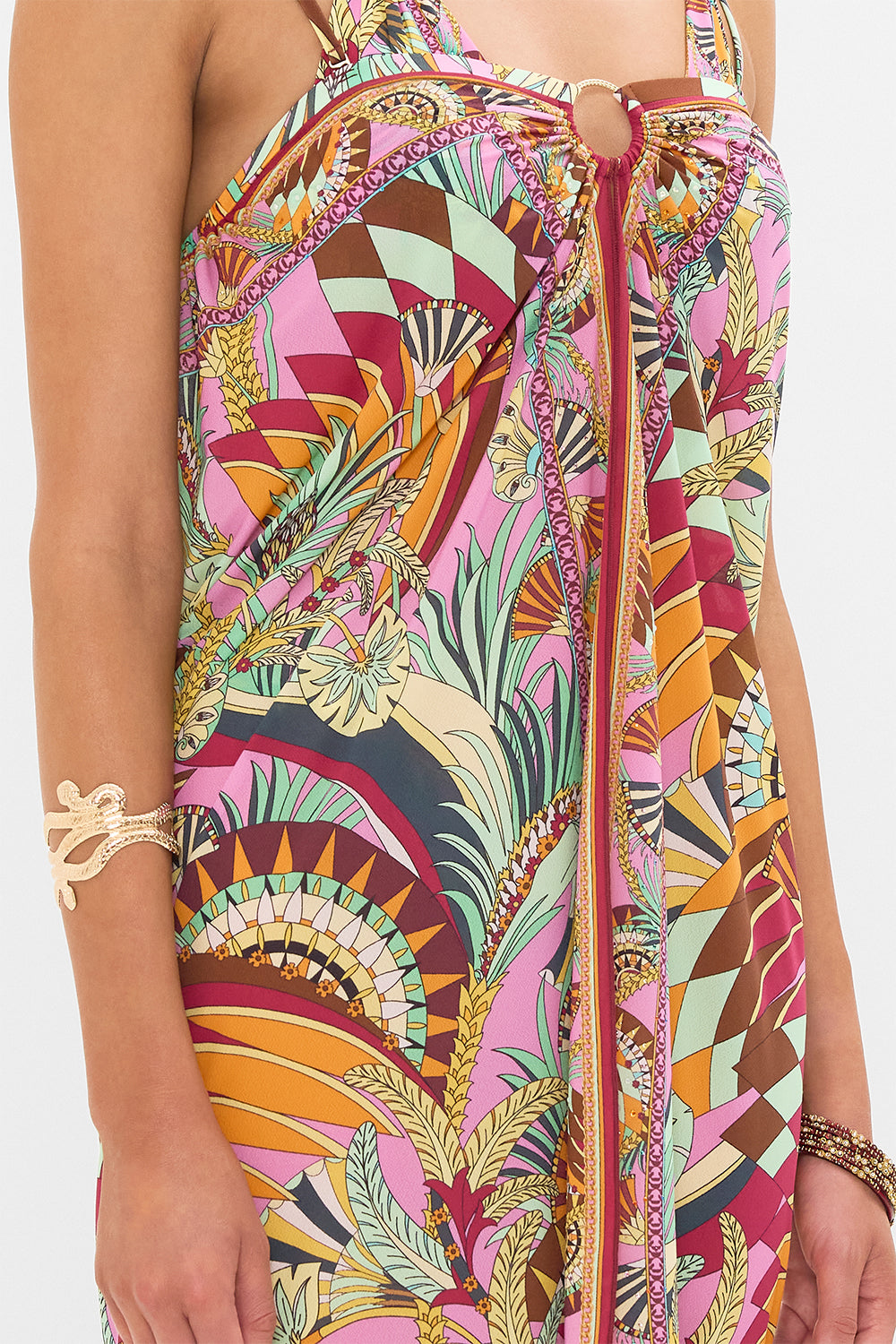 CAMILLA Ring Trim Long Sarong in Giza Goddess print. 