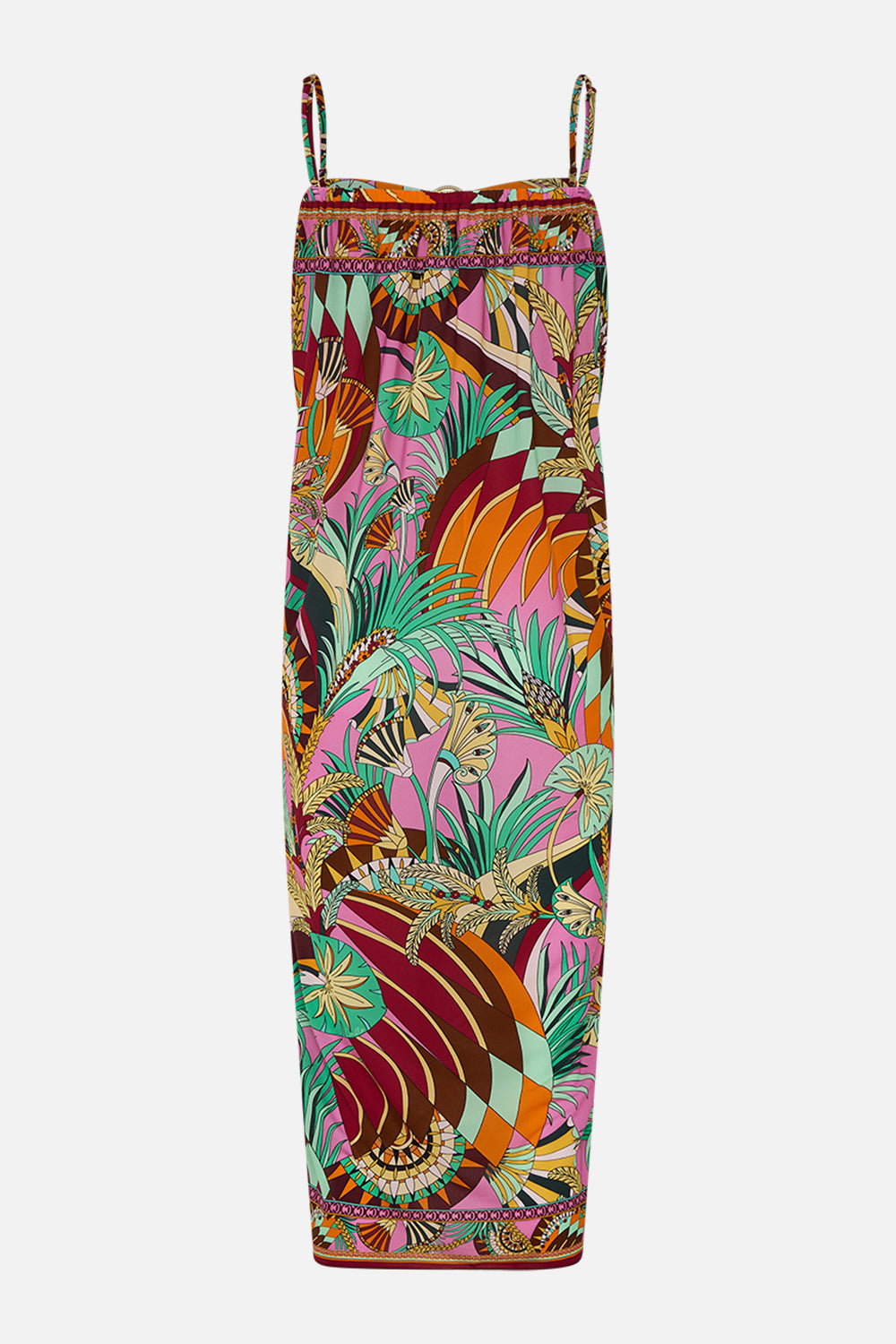 CAMILLA Ring Trim Long Sarong in Giza Goddess print. 