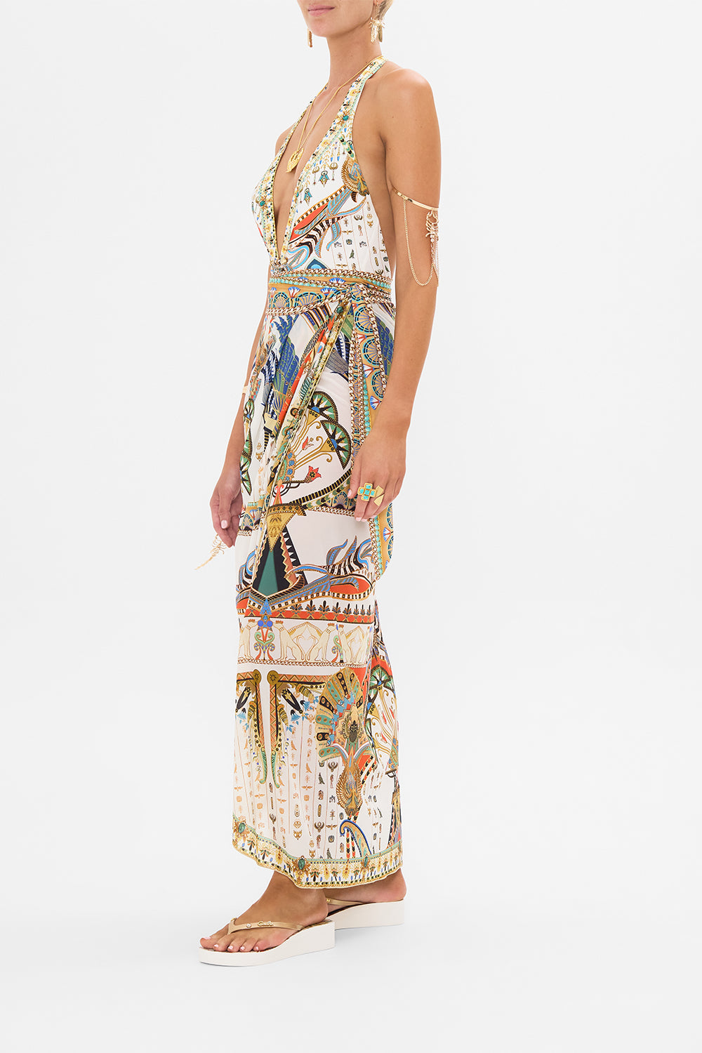 CAMILLA Long Draped Sarong in Valley Of The Queens print.