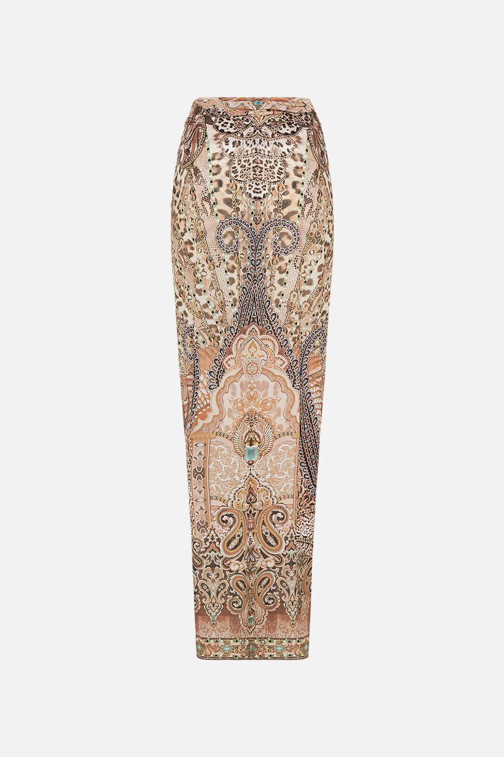 CAMILLA Twist Front Long Skirt in The Throne Room print