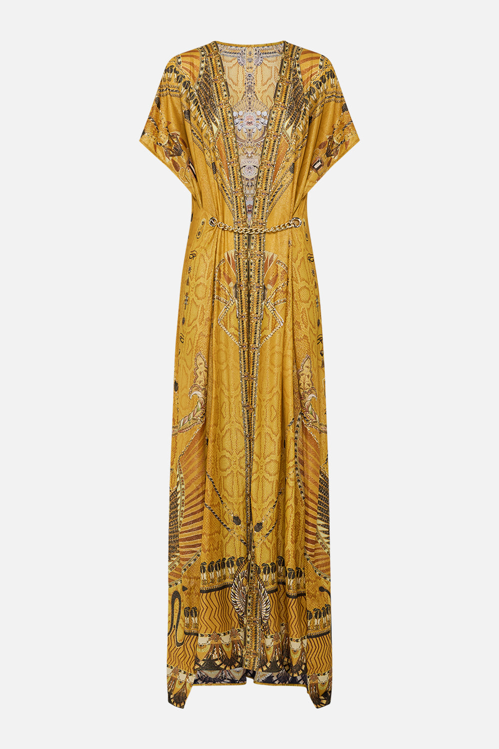 CAMILLA Gold Cover-Up with Front Splits in Valley of the Kings Print