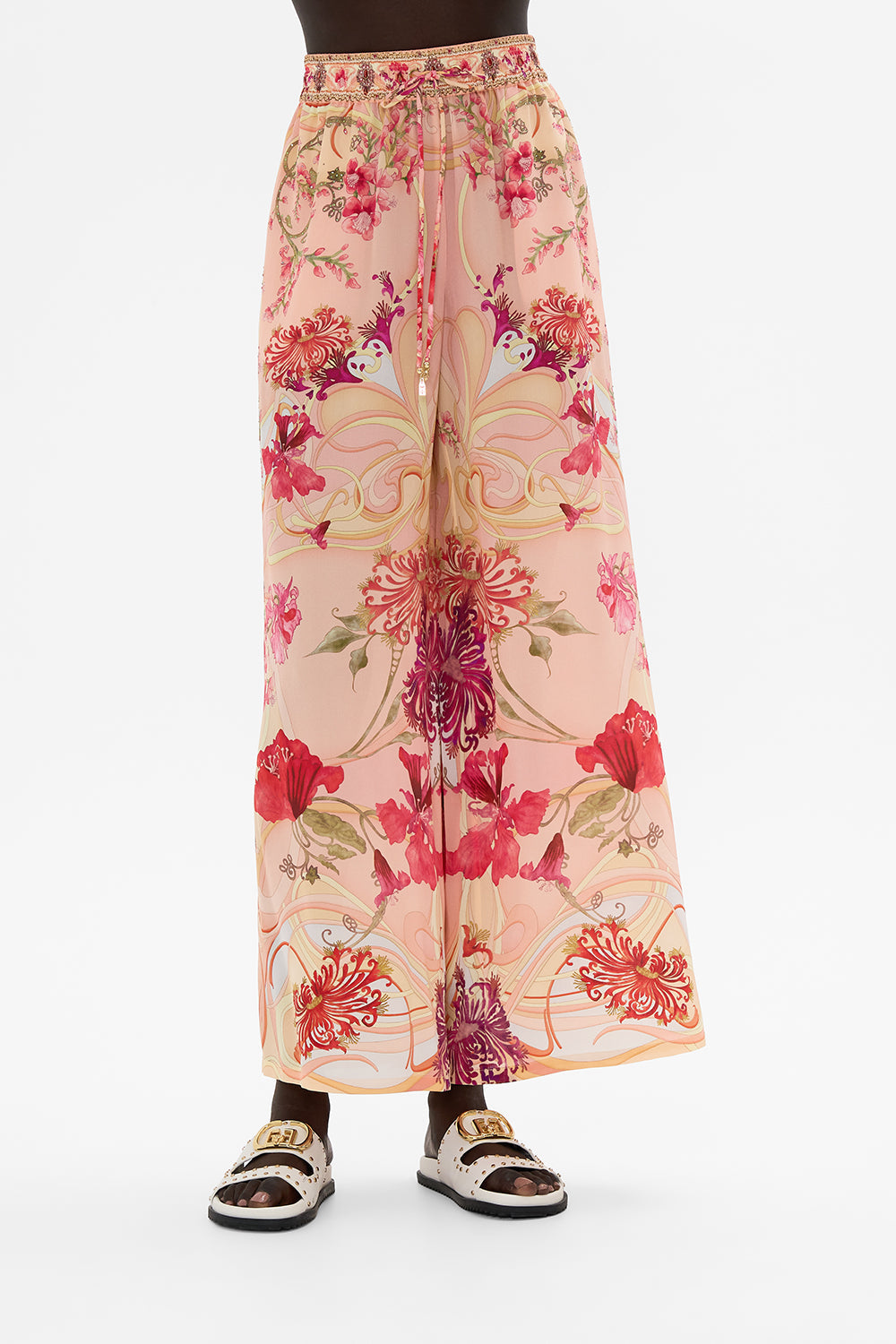 CAMILLA floral Straight Leg Pant in Blossoms and Brushstrokes