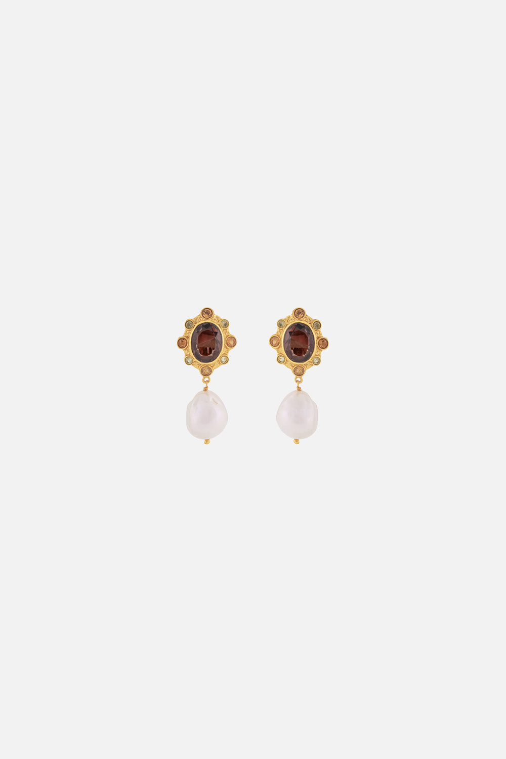 CAMILLA jewellery smokey quartz and pearl earrings 