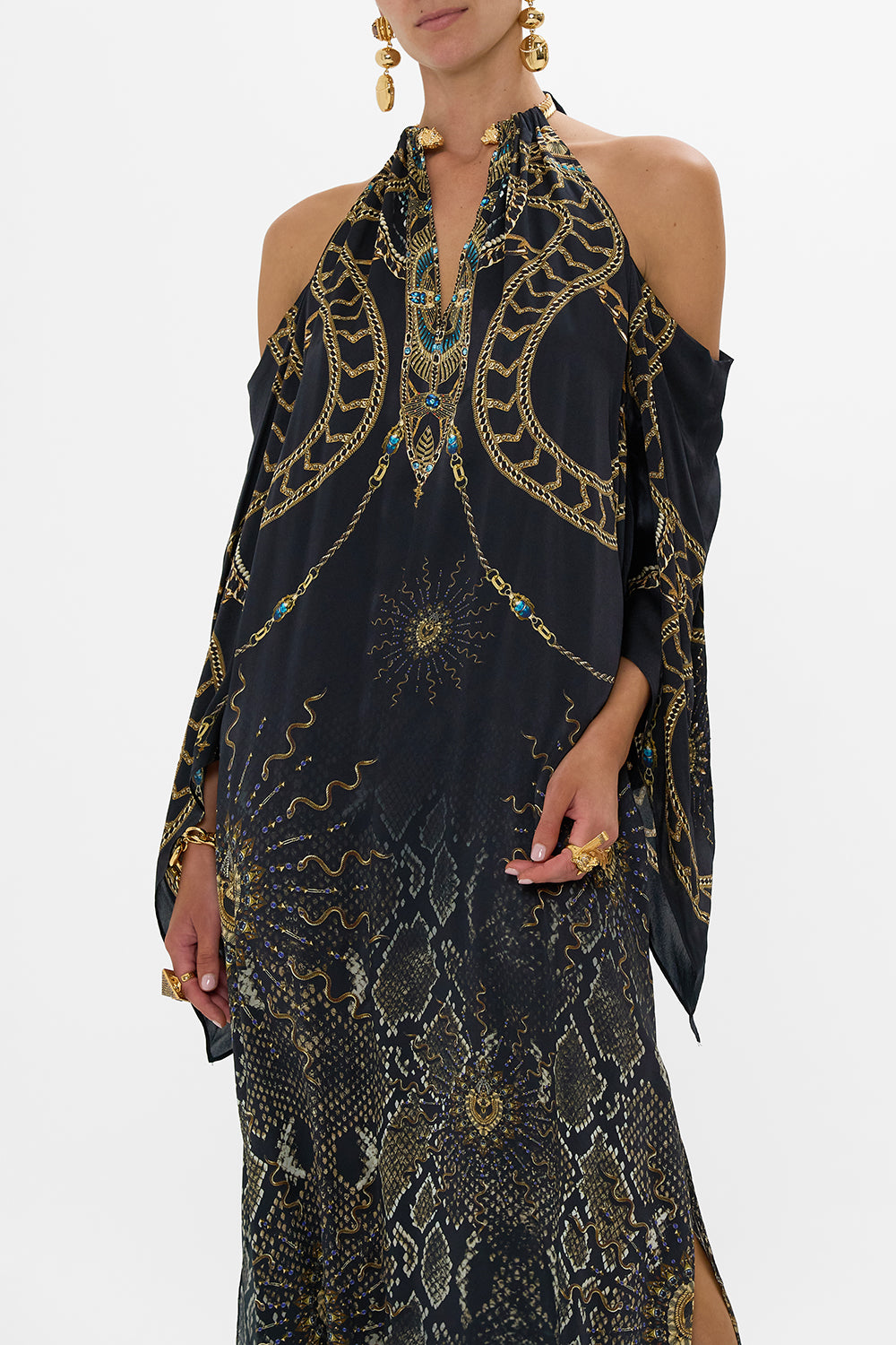 FLARED SLEEVE COLD SHOULDER LONG KAFTAN CALL ME CLEOPATRA