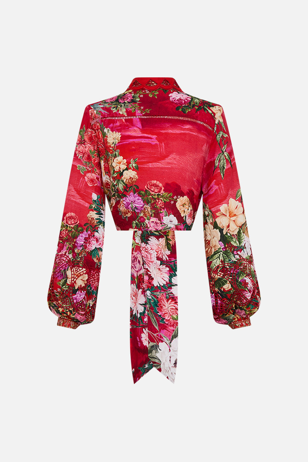 CAMILLA Cropped wrap shirt in Sweet home Alexandria print.