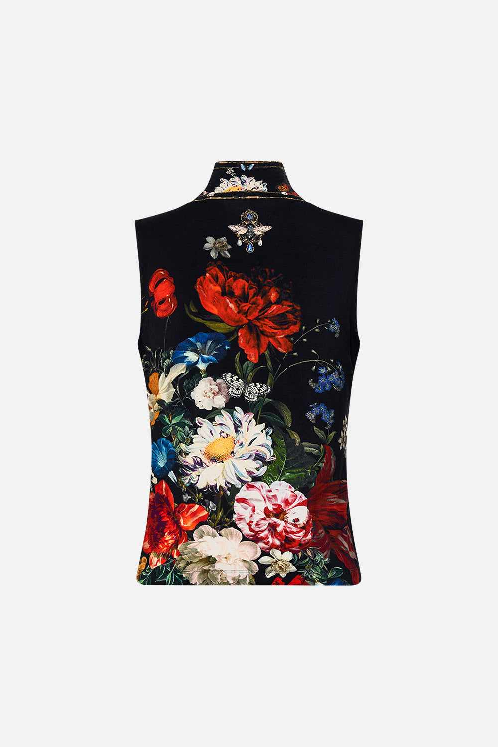 CAMILLA black floral print turtleneck in A Still Life print