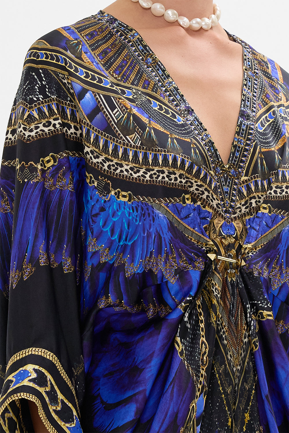 CAMILLA Pierced V-Neck Kaftan in Other Side of the Oasis print.