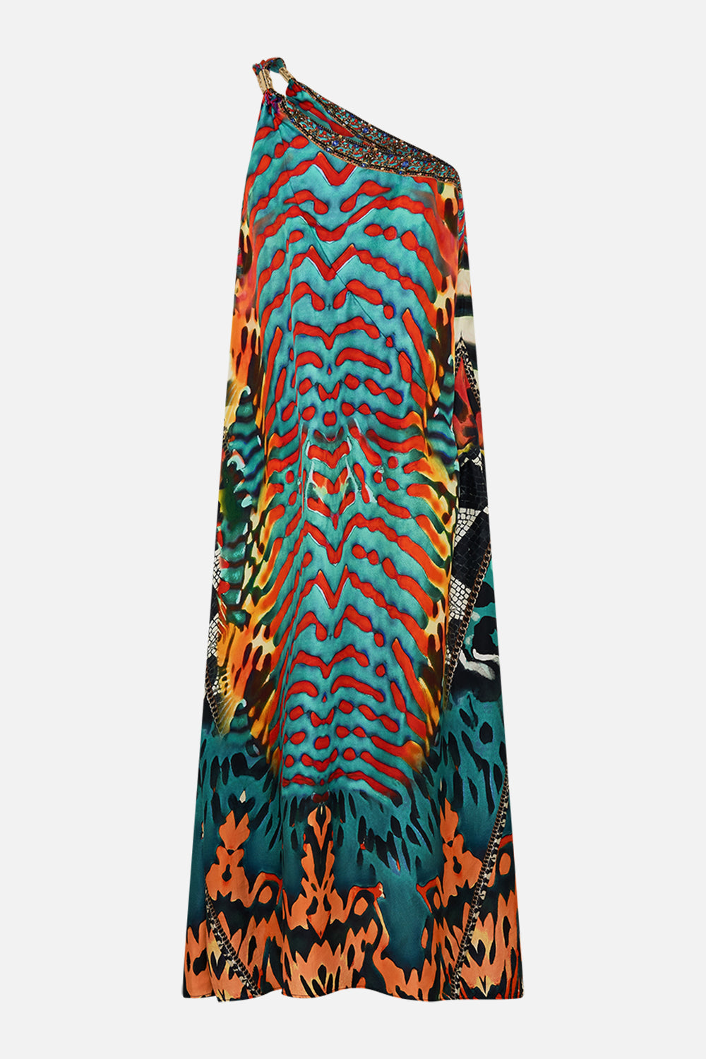 CAMILLA One Shoulder Buckle Dress in Desert Visions print.