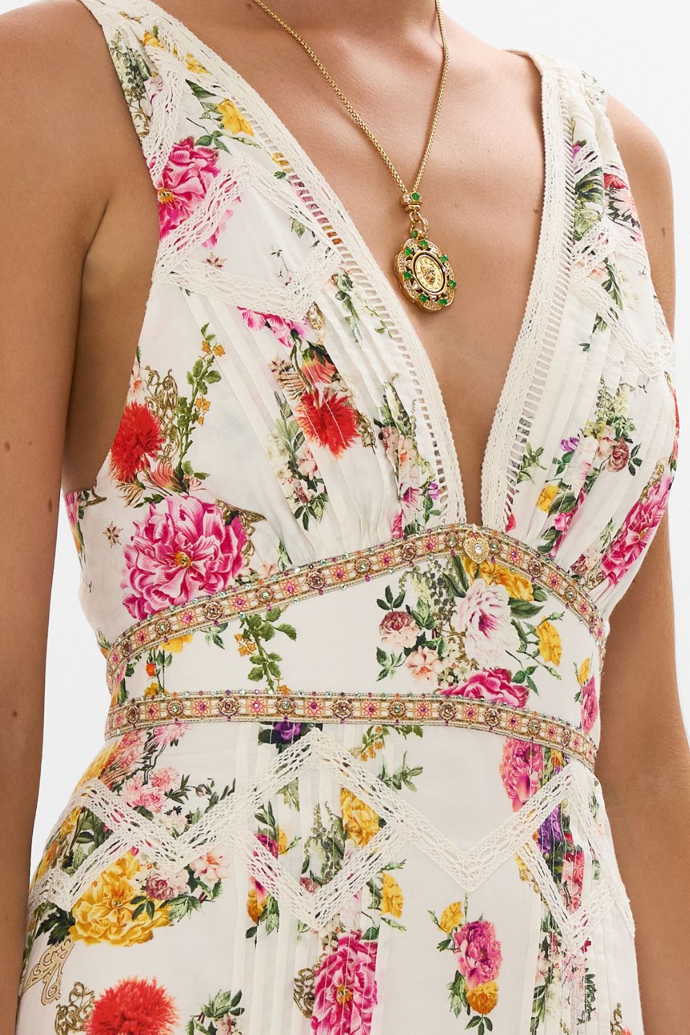 CAMILLA Tiered ruffle hem dress in Egyptian rose print.