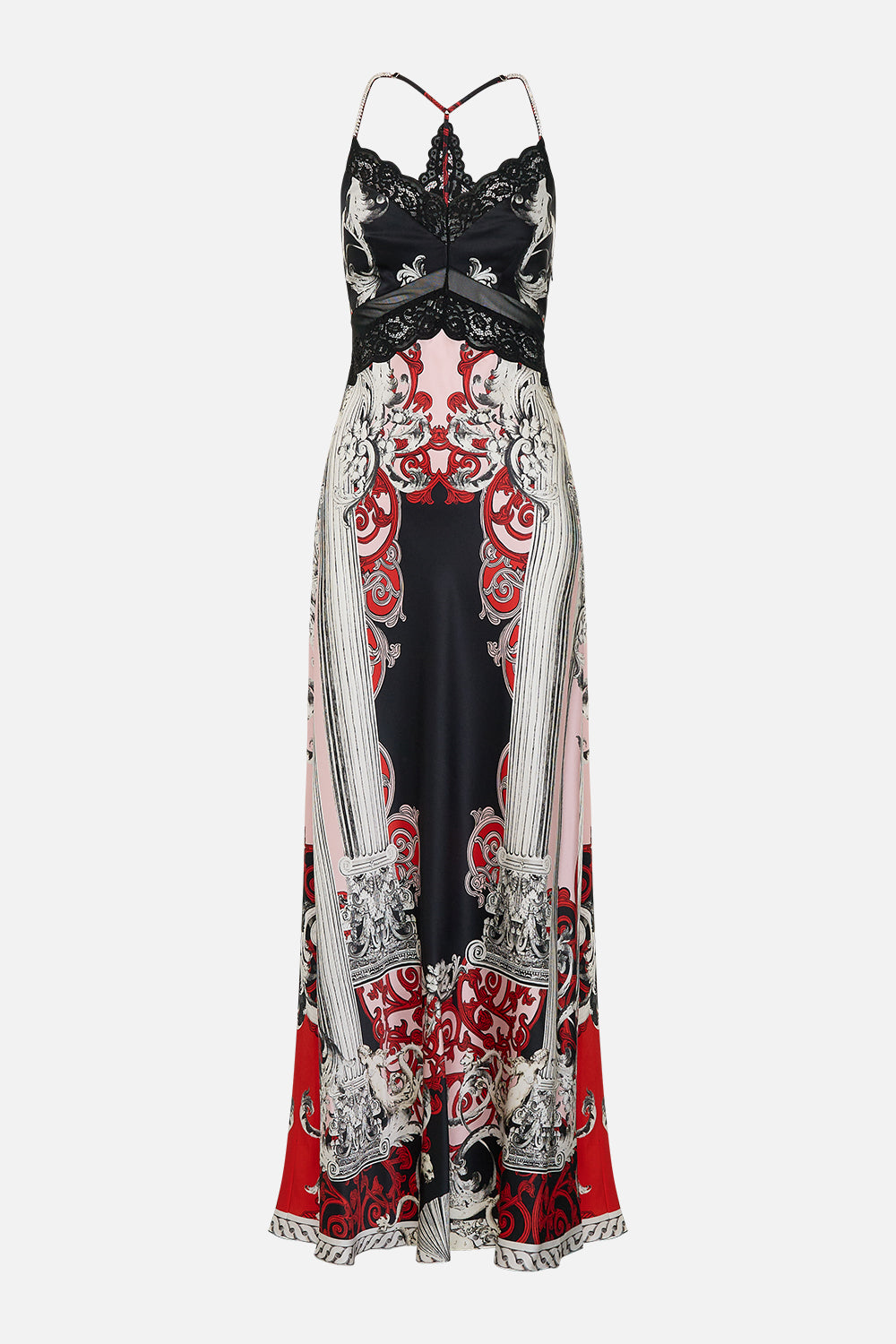 LACE SPLICE BIAS LONG DRESS MARK OF MEDUSA