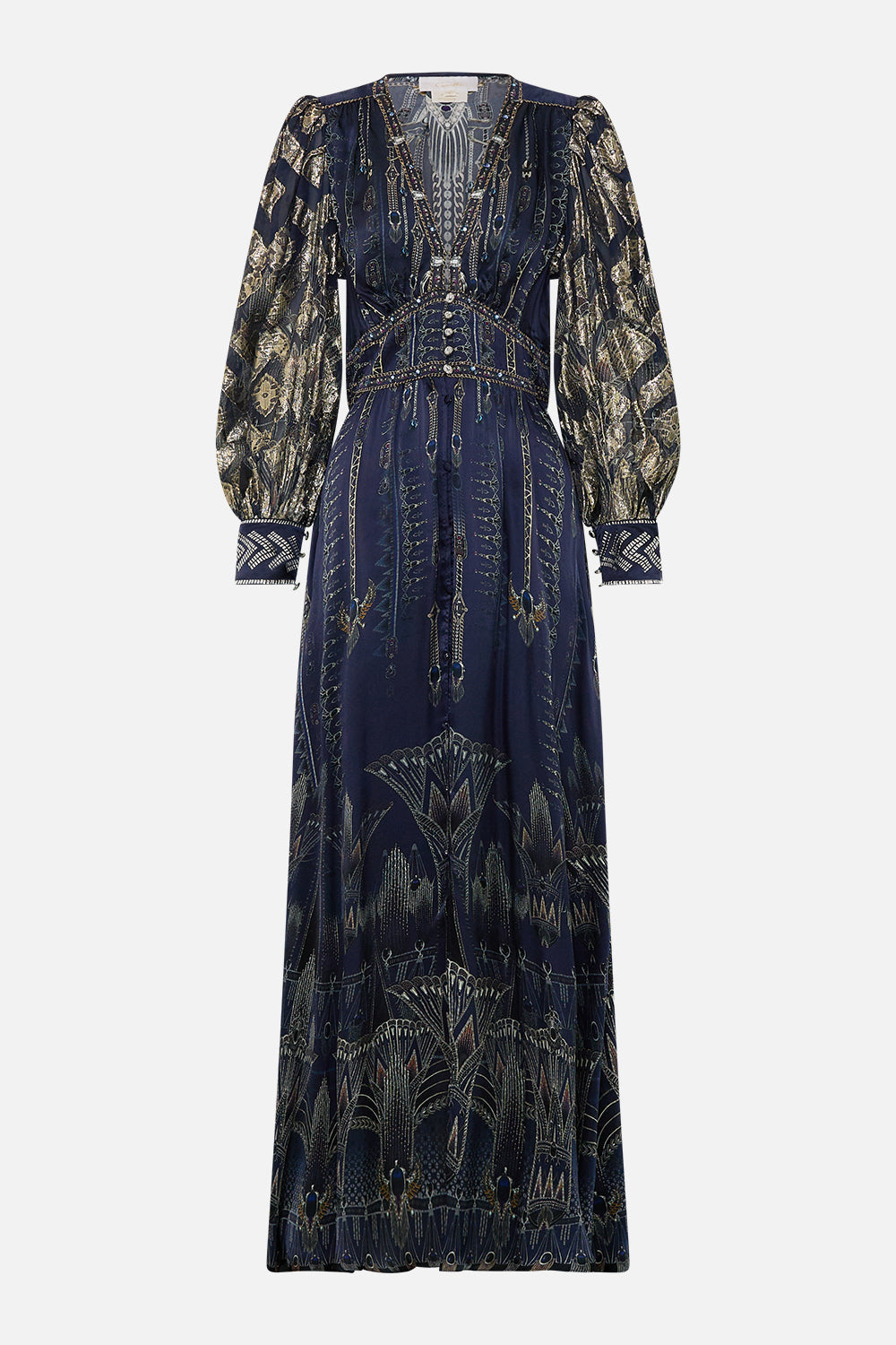 SHAPED WAISTBAND DRESS WITH GATHERED SLEEVES THE EGYPT EFFECT