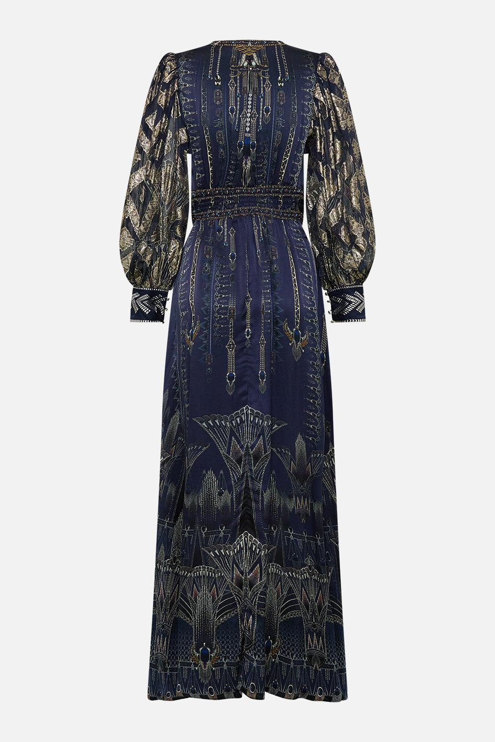 SHAPED WAISTBAND DRESS WITH GATHERED SLEEVES THE EGYPT EFFECT