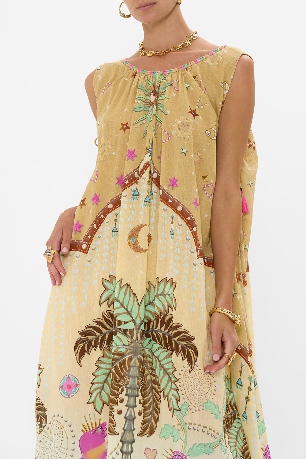 PANELLED TANK DRESS WITH CURVED HEM ASWAN ABSTRACT