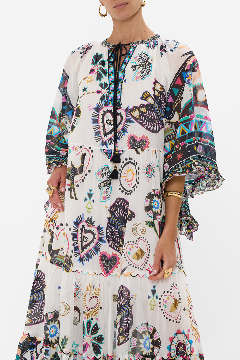 WIDE SLEEVE GATHERED DRESS NUBIAN WONDERLAND