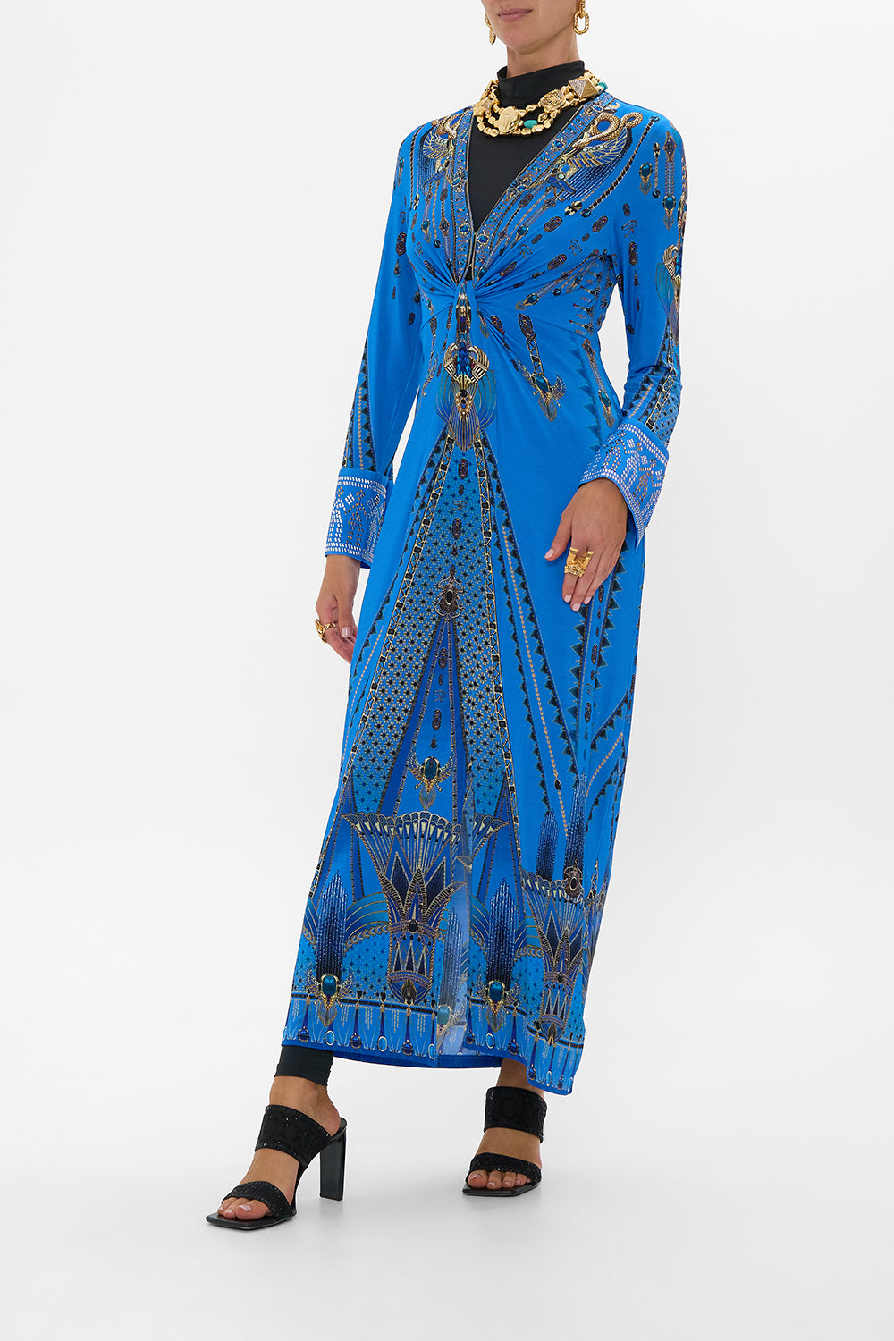 LONG V NECK TWIST FRONT JERSEY DRESS ARCHIVAL REVIVAL