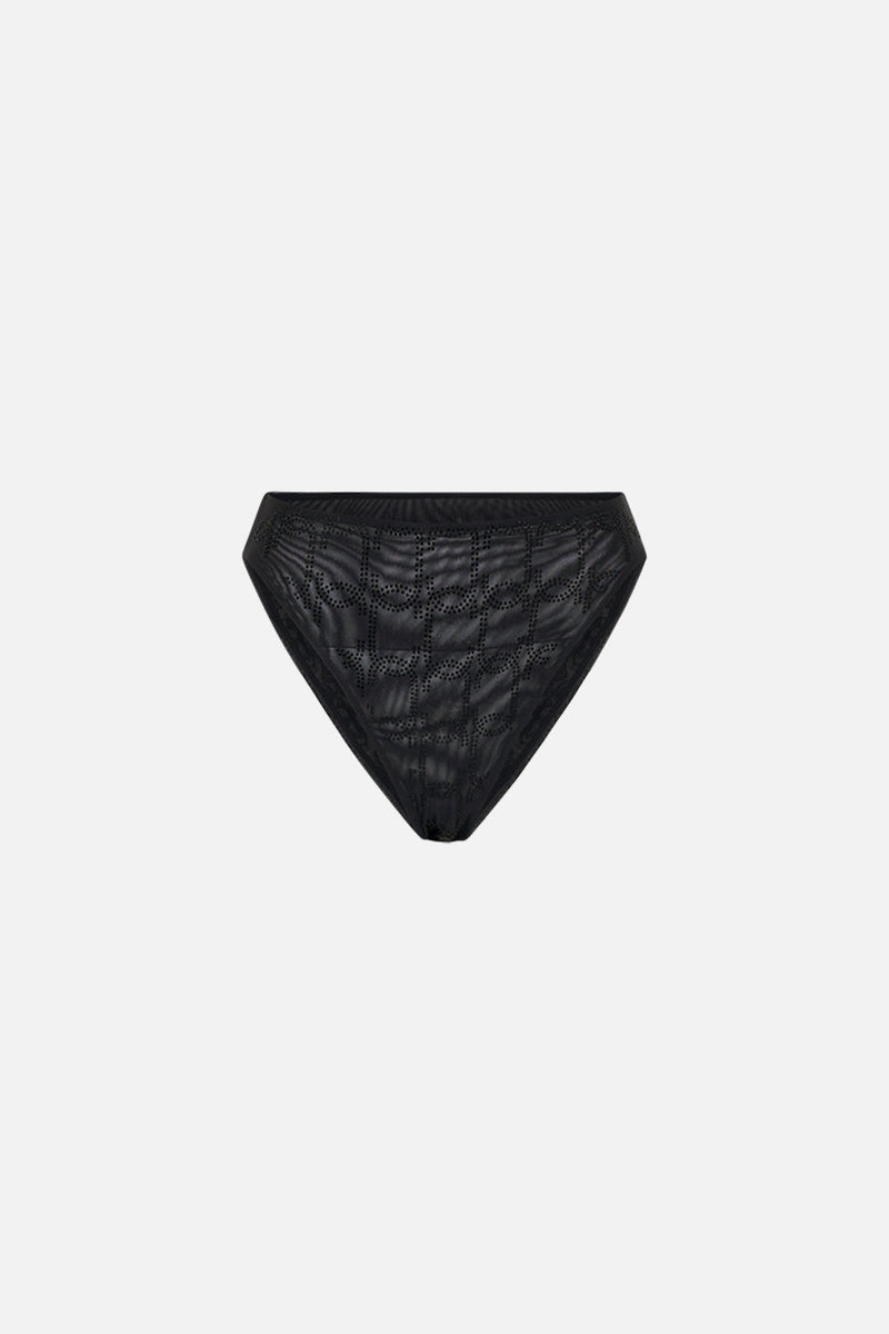Mesh High Waist High Leg Brief Solid Black | CAMILLA EU – CAMILLA EU