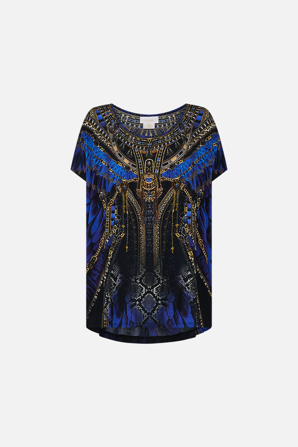 CAMILLA Loose Fit Tee Blue/Black in Other Side of the Oasis print.