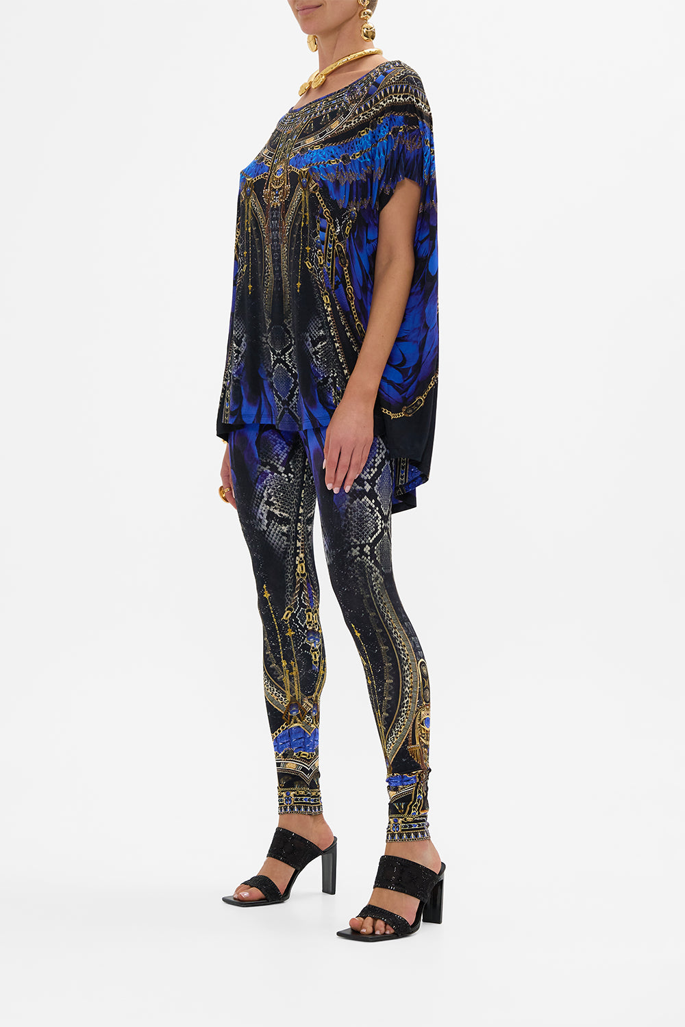 CAMILLA Loose Fit Tee Blue/Black in Other Side of the Oasis print.