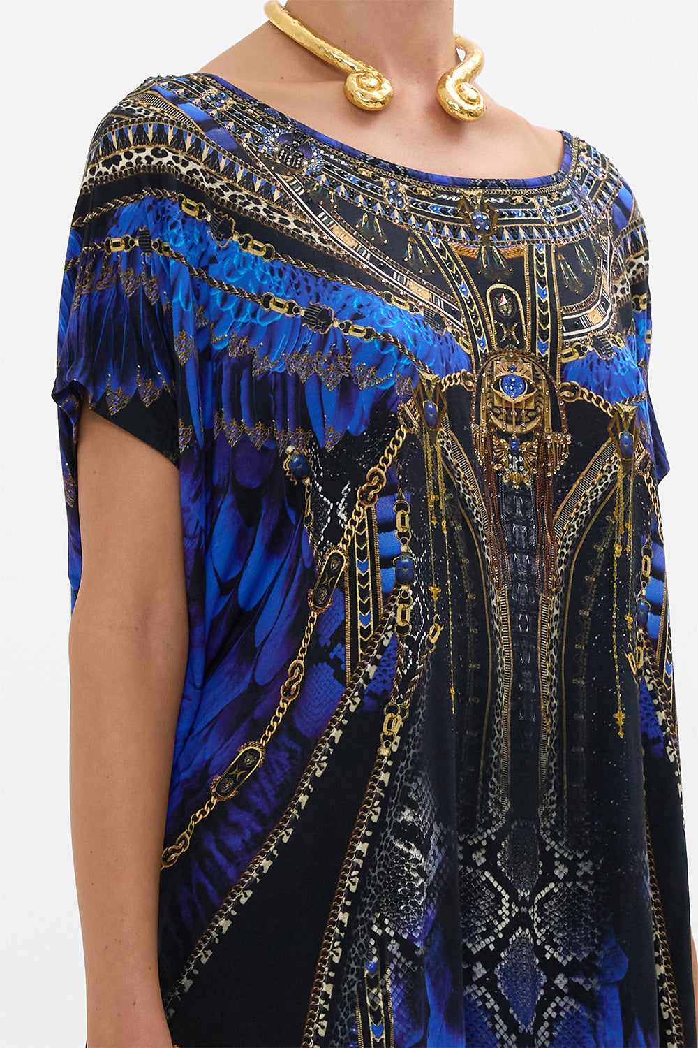 CAMILLA Loose Fit Tee Blue/Black in Other Side of the Oasis print.