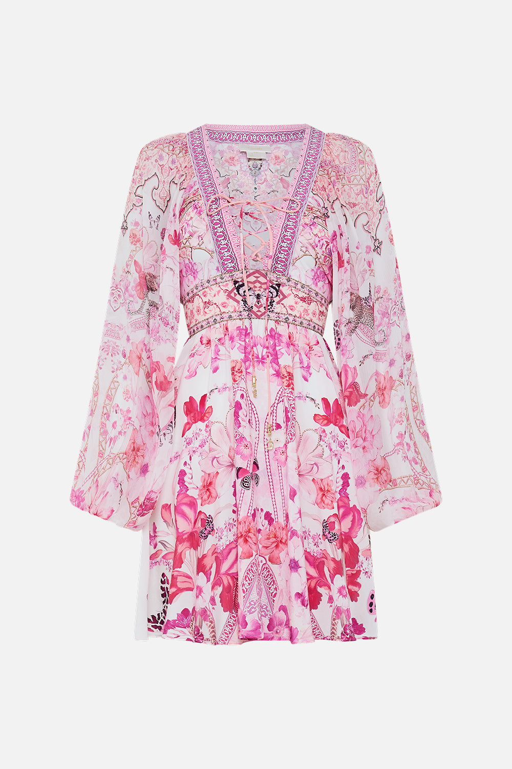 LACE UP FRONT SHORT DRESS BOTANICAL NOVELLA