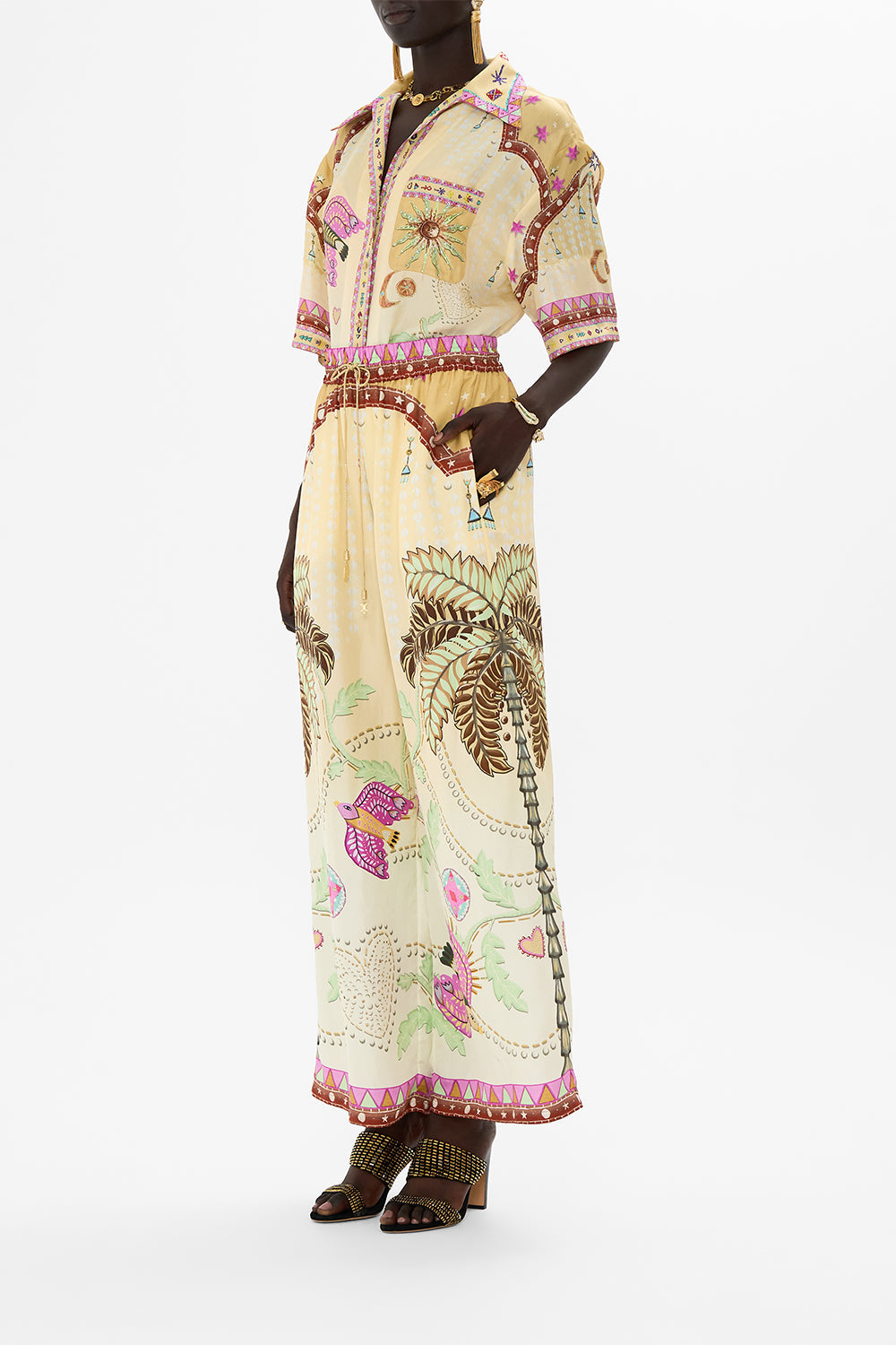 The CAMILLA WIDE SLEEVE BLOUSE WITH LOVE FROM LISBON in our  print.