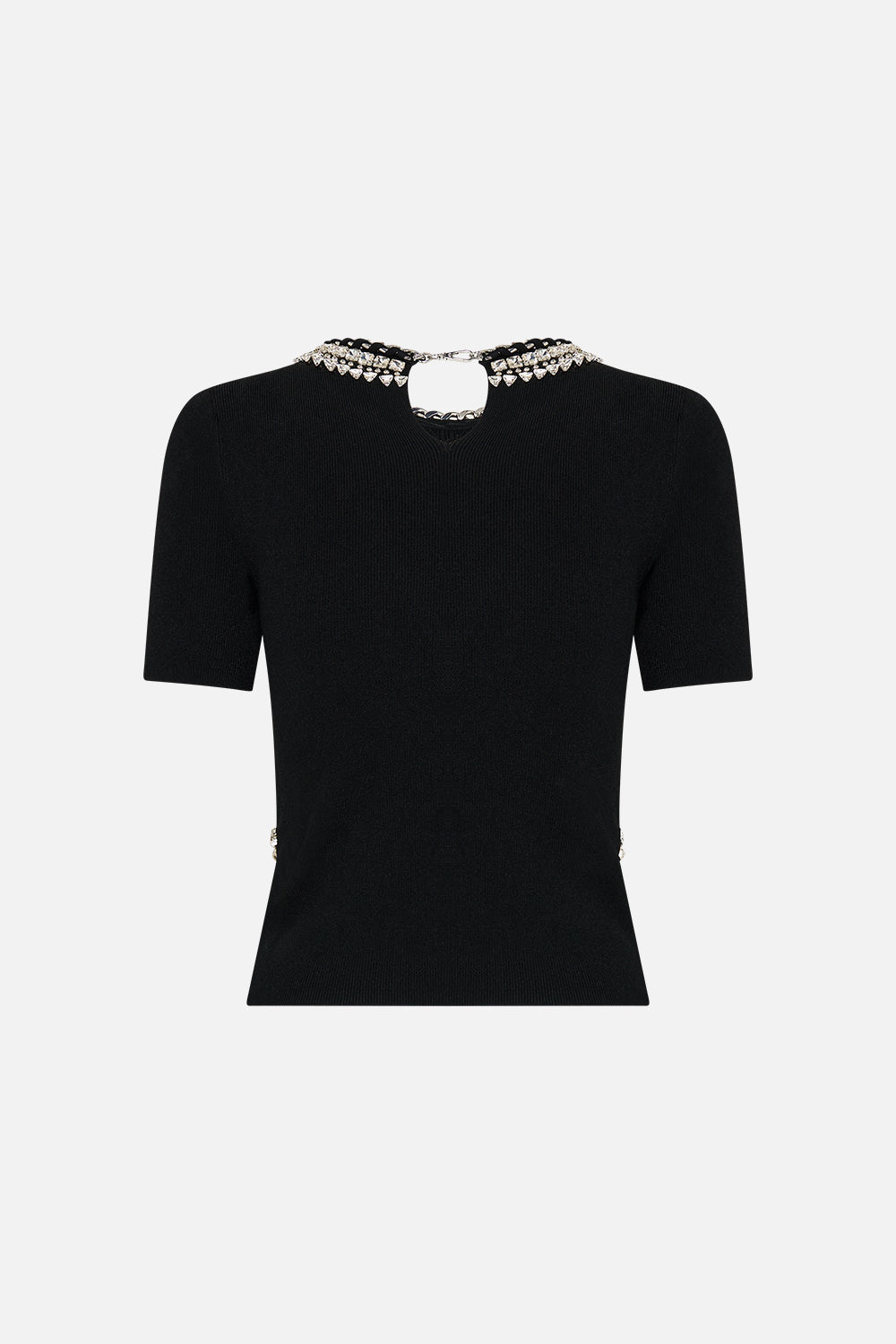 KNIT TOP WITH CAP SLEEVE MARK OF MEDUSA