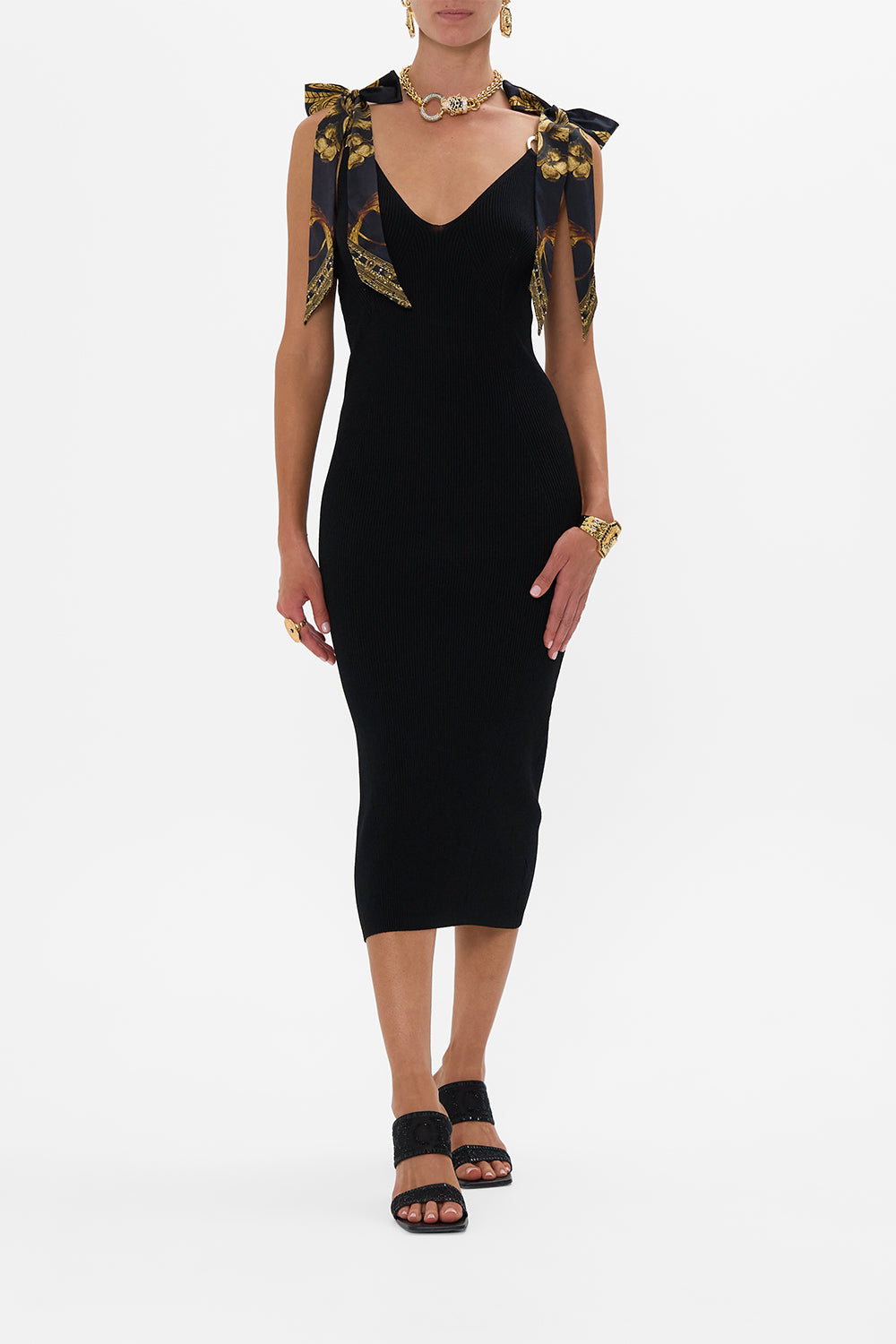 LONG KNIT DRESS WITH SILK TIES ERA OF EMPIRES