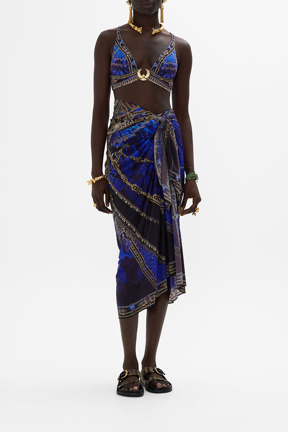 The CAMILLA FLORAL JACQUARD FULL LENGTH BIAS SLIP DRESS LOOM TO TOMB in our  print.